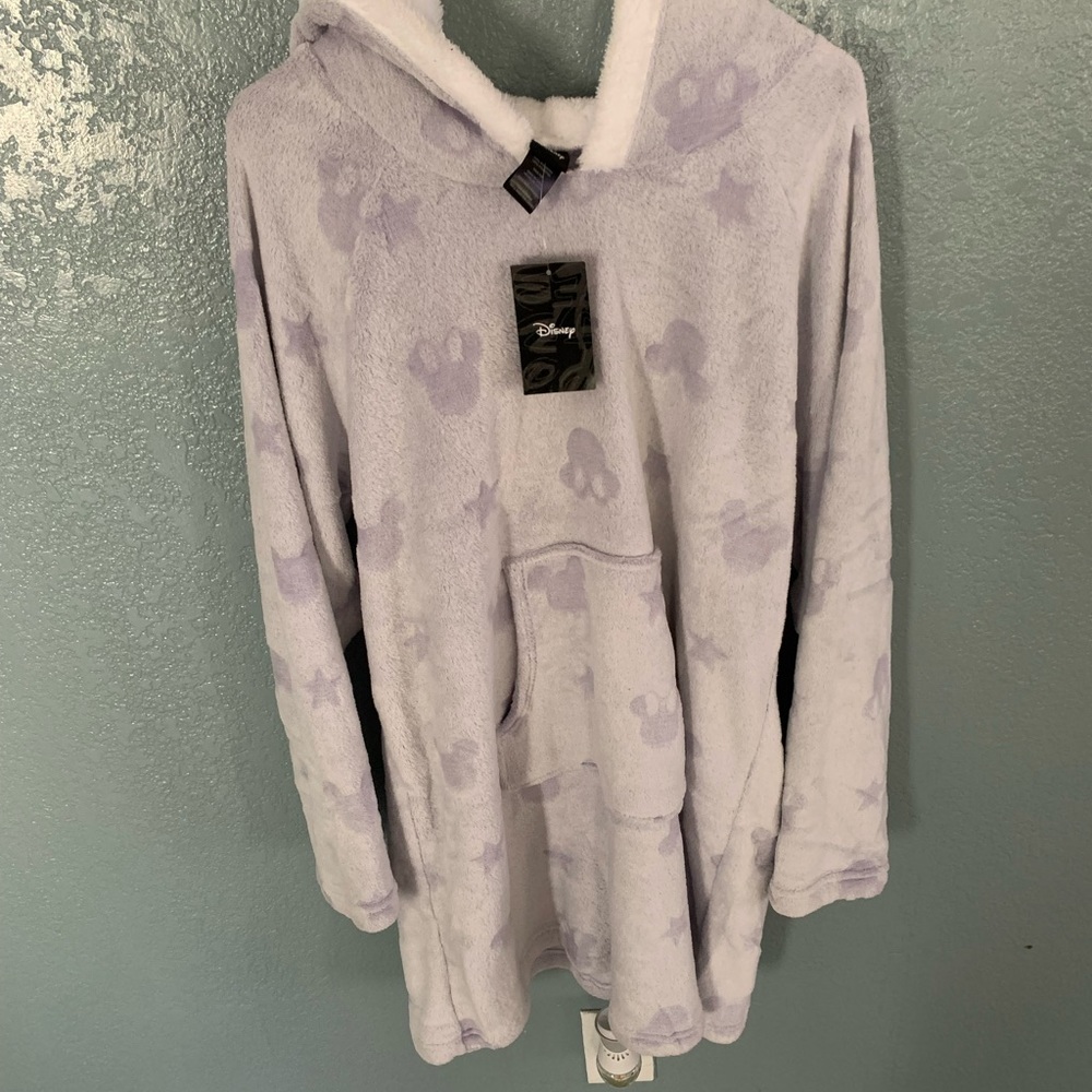 Disney Womens Mickey Mouse Fleece Lounger with Hood Purple Size XL NEW